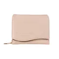 Cartera rosa de piel sintética para mujer con borde ondulado dorado y texto grabado - Rosa