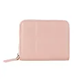 Short quilted light pink faux leather wallet with wraparound zipper closure - Light Pink