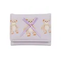 Cute lavender cartoon tri-fold wallet for girls featuring adorable teddy bear prints - Light Purple