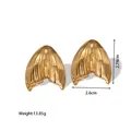 18k gold plated stainless steel mermaid tail earrings with textured shell fan design - Fish Tail Fan Shape (JC-24311-4-3)