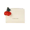 Off-white compact wallet with classic star gold lettering and cherry heart charm - White