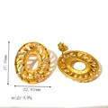 18k gold plated stainless steel oval spiral stud earrings with white zircons - Gold Oval Spiral Style (JC-24328-2-1)
