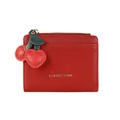 Red bifold wallet with heart-shaped cherry pendant and Classic Star embossed text - Wine Red