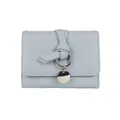 Short light blue litchi pattern wallet with knotted strap and metal ring pendant - Pale Blue