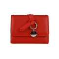 Portefeuille femme en cuir synthétique grainé rouge vif avec détail de nœud chic - Rouge