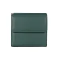 Piccolo portafoglio minimalista in pelle a grana litchi verde scuro con dettaglio metallico - Verde Scuro