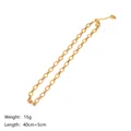 Detail of gold stainless steel necklace chain with lobster clasp and oval links - Necklace / Gold Necklace (JC-24819-2-1)