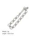 Detail view of steel link bracelet with lobster clasp and adjustable extension chain - Bracelet / Silver Bracelet (JC-24819-2-4)