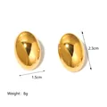 Macro detail of oval gold-plated stainless steel stud earrings showing 2.3cm height - Oval Egg Style (JC-241011-2-4)