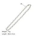 Polished silver stainless steel link chain necklace with lobster clasp and extension - Necklace / Silver Necklace (JC-24819-2-2)
