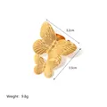 18k gold plated stainless steel butterfly ring with turquoise and emerald stones - Double Butterfly Textured Style (JC-24628-2-6)
