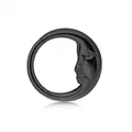 Schwarzer Septum-Ring aus Edelstahl mit Mondgesicht-Gravur und mattem Finish - Dünne Creolen / Schwarz
