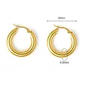 Polished 18K gold plated stainless steel hoop earrings with 29mm diameter and thick band - 29mm / Gold (Large)