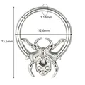 Macro view of stainless steel punk spider septum ring with skull detail and size specs - Silver Spider Skull Style (JC-241209-6 Silver)