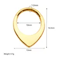 Detalles del aro de lágrima dorado de 1,2mm con medidas exactas y peso del producto - Grande Dorado (1.2mmx10mm)