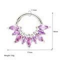 316L stainless steel hinged ring with purple marquise zircons 1.1x14x17mm dimensions - Purple