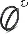 Detail of matte black 316L stainless steel double layer hinged nose ring with closure view - 1.2*6 / Black