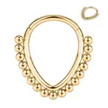 Golden teardrop clicker ring with beaded edge made of 316L stainless steel jewelry - Gold