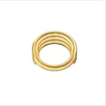 Golden stainless steel triple-stacked nose ring with a polished hinged clicker design - Triple Layer Style / Gold