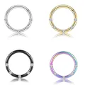 Polished stainless steel nose rings with five inlaid zircons in four metallic finishes - 8mm / Gold