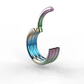Rainbow stainless steel quadruple stacked septum ring with a hinged clicker closure - Four Layer Style / Steel