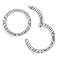 Polished stainless steel hinged nose rings with five sparkling cubic zirconia stones - 8mm / Steel