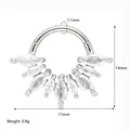 Silver 316 stainless steel hinged hoop earring with marquise zircon fan design - White