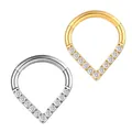 316L stainless steel hinged segment rings with zircon teardrop V-shape design in gold and silver - 1.2*8mm / Gold