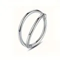 Polished silver 316L stainless steel double hoop nose ring with seamless hinge - 1.2*6 / Steel