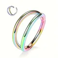 Rainbow gradient 316L stainless steel double nose ring with seamless hinge closure - Colorful