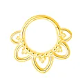 Golden 316 stainless steel septum clicker with five teardrop-shaped decorative rings - Gold Cut-out Floral Style (JC-241209-3 Gold)
