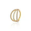 Triple layer gold hinged hoop ring with pavé set zircon stones for ear and nose piercings - Small / Gold