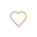 18K gold heart clicker ring with sparkling crystals for nose or ear piercing - 1.2*8mm / Gold