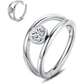 316L stainless steel hinged double segment ring with a clear sparkling zircon stone - 1.2*8mm / Silver