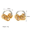 Pendientes de aro de acero inoxidable bicolor pulido con pequeños aros dorados - Estilo Pequeño Mezcla de Oro y Plata (JC-250227-3-1)