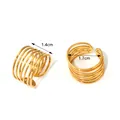 Golden multi-layer spiral open ring with minimalist wire design and 1.4cm width - Open Wide Version / Gold Spiral Style (JC-250312-1-2)
