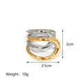 Detail view of two-tone C-shape ring with gold and silver stripes, 2cm height and 2.5cm width - Gold Silver Intertwined Ring (JC-250307-2-4)