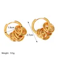 Detalle de pendientes de aro dorados con dimensiones e información de peso 9,5g - Estilo Medio Dorado (JC-250227-3-2)