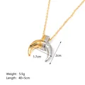 Macro shot of two-tone horn heart pendant with size and weight dimensions details - Horn Crescent Two-tone Necklace (JC-250307-1-5)