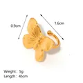 Detailed view of golden butterfly ear cuff showing intricate wing textures and dimensions - Butterfly Ear Bone Clip (JC-250312-3-3)