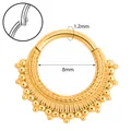 Bohemian gold stainless steel hinged nose ring with 8mm diameter and beaded texture - Gold Style (JC-250401-1-1)