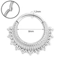 Silver 316 stainless steel hinged septum ring with 8mm inner diameter and tassel beads - Silver Style (JC-250401-1-2)