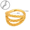 Gold stainless steel hinged nose ring with triple-layered twisted texture, 1.2mm by 8mm size - Gold (JC-250402-3-1)