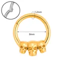 Goldener Nasenring aus Edelstahl mit drei Totenköpfen und 1,2x8mm Größenangaben - Gold Drei Totenköpfe (JC-250402-2-1) / Gold