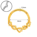 Gold 316 stainless steel hinged vine clicker nose ring with 8mm inner diameter - Thorn Style (JC-250414-1-1) / Gold