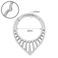 Surgical steel 1.2mm hinged clicker nose ring with teardrop cutout design and 8mm diameter - Silver