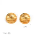 Textured 18K gold plated stainless steel dome earrings featuring 2.27cm wavy striped design - Horizontal Wave Style (JC-250424-1-1)