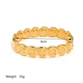 Detailed view of 18K gold plated stainless steel bracelet showing spiral texture and 6cm size - Spiral Texture Style (JC-250508-1-1)