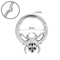 Spider gothic 316 stainless steel hinge nose ring clicker with 1.2mm gauge and 8mm diameter - 1.2mm Thickness 8mm Inner Diameter / Silver Spider Skull (JC-250414-1-3)