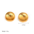 Detailed macro view of 18K gold-plated striped dome earrings with size and weight info - Vertical Stripe Style (JC-250424-1-2)